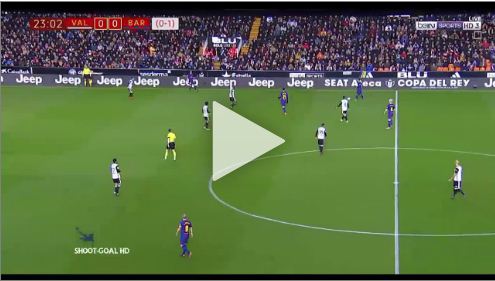 مشهد غريب لميسي في مباراة برشلونة وفالنسيا 8-2-2018