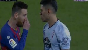 شاهد مشادة ميسي مع لاعب سيلتا فيجو.. ولقطة عالمية لعثمان ديمبلي في أبرز لقطات مباراة برشلونة وسيلتا فيجو