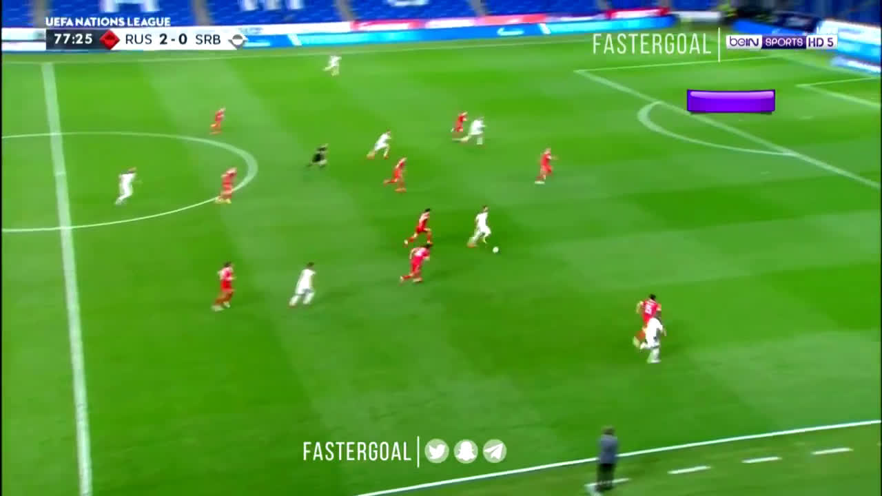 هدف طريف وآخر عالمي في مباراة روسيا وصربيا