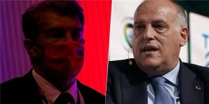 رئيس رابطة الدوري الإسباني ساخرًا من لابورتا: أرى من يدير برشلونة
