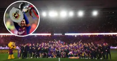 ميسي يشعل احتفالات برشلونة بعد التتويج بالليغا.. رد فعل أسطوري هز مواقع التواصل بعد الكلاسيكو!
