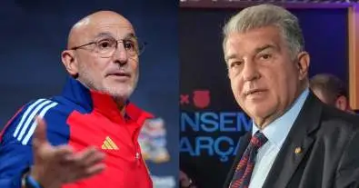 دي لا فوينتي مع لابورتا رئيس برشلونة